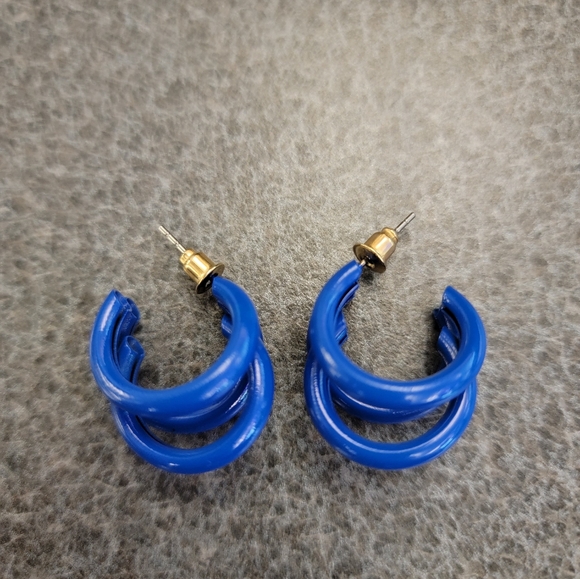 Blue Small Hoop Earrings - Picture 1 of 3